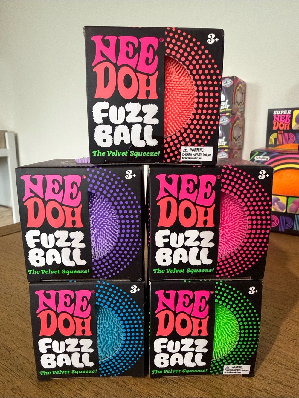NeeDoh Fuzz Ball Velvet Squeeze Bundle (5) - Ships Fast